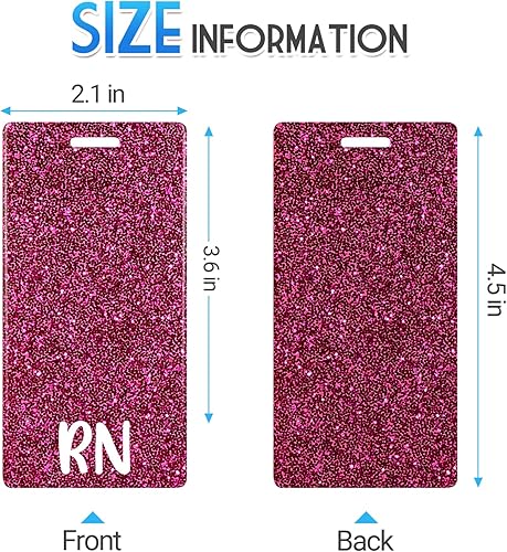 Miniatura 3 de Plifal RN Badge Buddy - Tarjetero para enfermera, accesorios de enfermería, enfermera, registrada, con purpurina, rosa, identificación vertical,