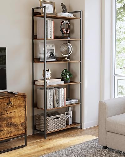 Surksis Estantería de 6 niveles, estantería grande, estantería industrial con estantes abiertos, estante alto para libros para sala de estar,