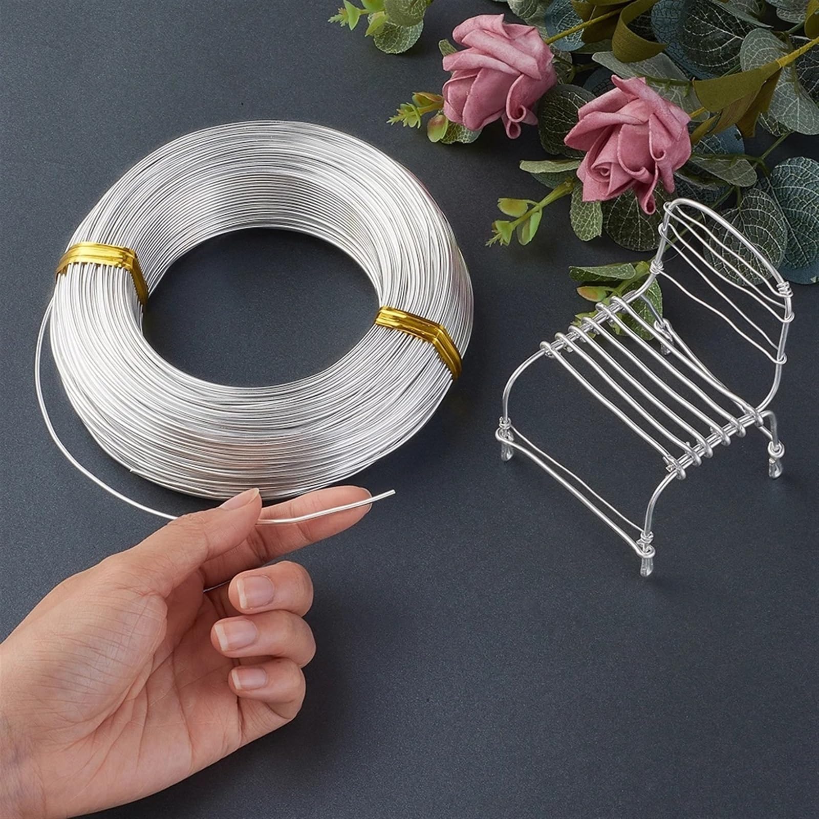 1 Rolle Aluminiumdraht für Schmuckherstellung, Halsketten, Armbänder, 0,8 mm, 1 mm, 1,5 mm, 2 mm, 3,0 mm, 4 mm, 5 mm, 6 mm, 23 Farben für Heimwerken, Modellbau, Schmuck, Basteln (Sienna, 0,5 - 0,6 mm