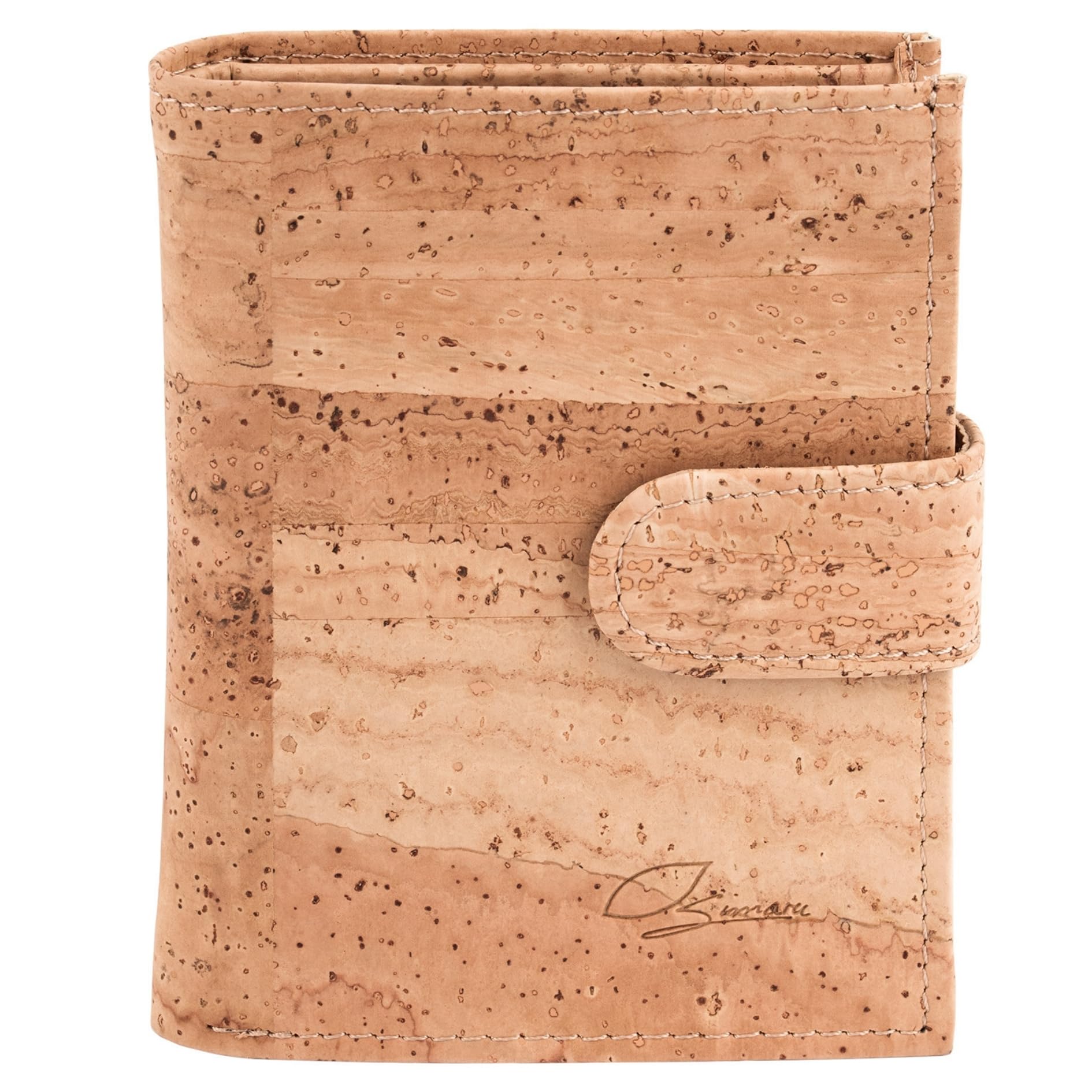 Simaru Cartera Billetera Monedero pequeña y espaciosa con Monedero – Cartera de Cuero Vegano con Cremallera y Espacio para 16 Tarjetas – para Hombres y Mujeres (Marrón)