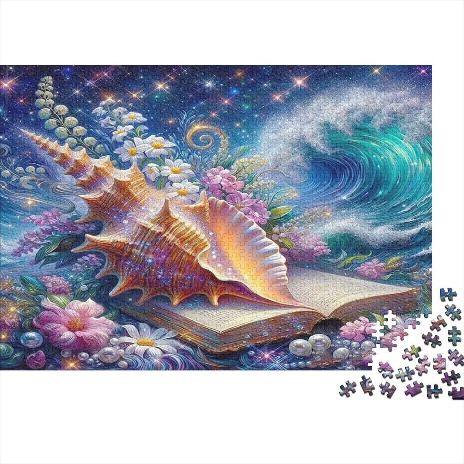 Fantasy Seashell 1000 Piece Jigsaw Puzzle for Adults Paper Ocean Dream Scene Puzzle Game for Family Relaxation Focus Gift 38x26cm/1000pcs