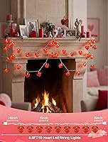 Vista 2 de Luces de corazón rojo de San Valentín de 8.5 pies con 10 luces brillantes en forma de corazón, decoraciones del día de San Valentín, luces