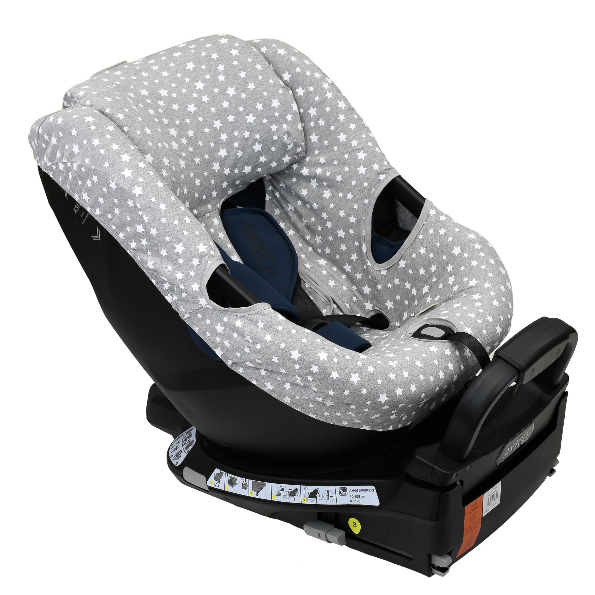 JYOKO Fodera per seggiolino auto compatibile con Axkid Spinkid 2, realizzata in cotone biologico, traspirante per il massimo comfort del tuo bambino, protegge il rivestimento originale (stampa White