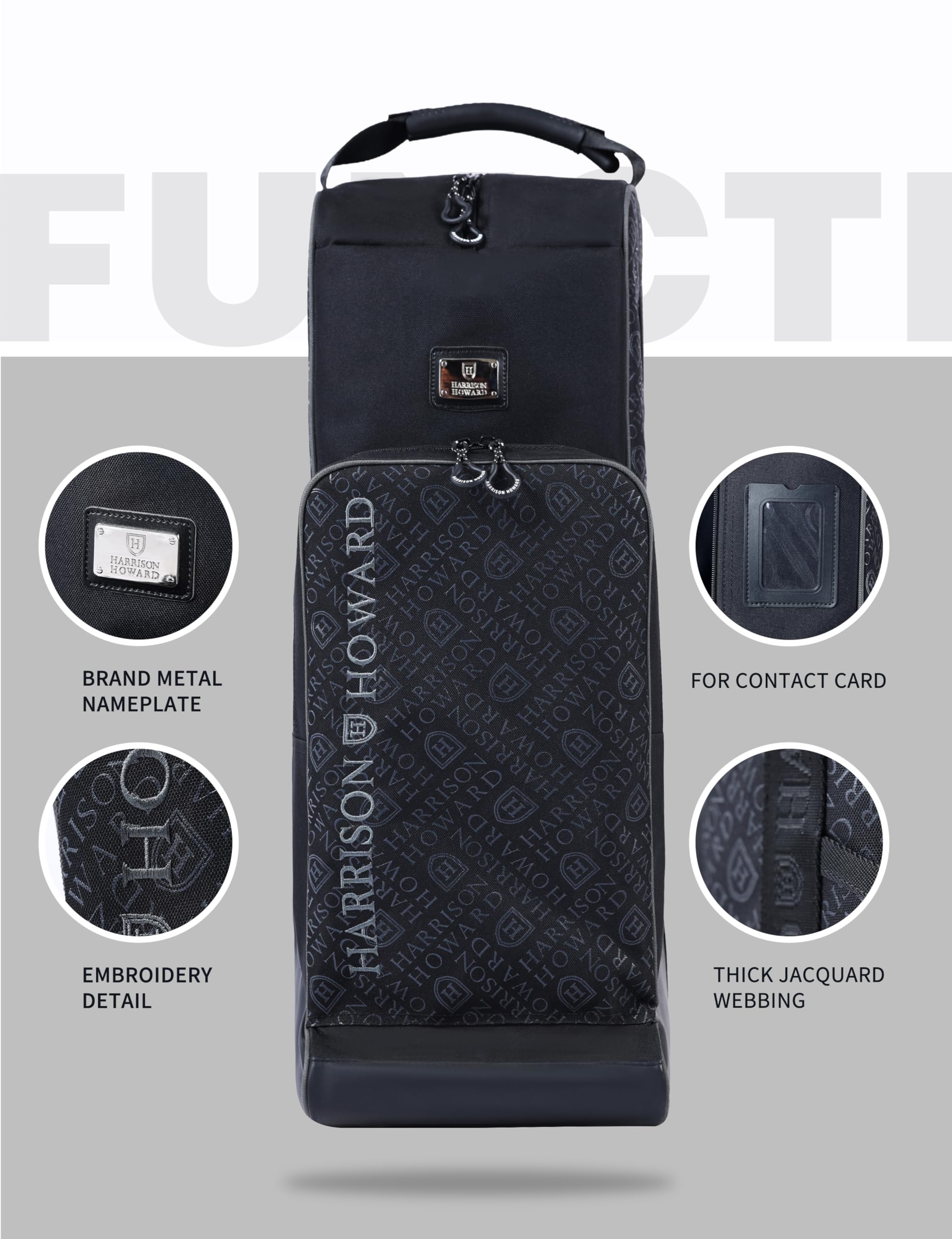 Harrison Howard Bolsa alta para botas ecuestres, bolsa de viaje para guardar casco, accesorios de látigo de caballo, bolsa de almacenamiento para botas, Negro, Moderno