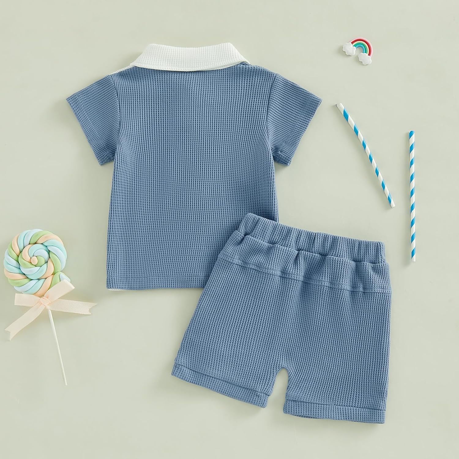 Toddler Baby Boy Summer Clothes Color Block Button Down Shirt T-Shirt Tops Elastic Waist Shorts Set Infant Outfits