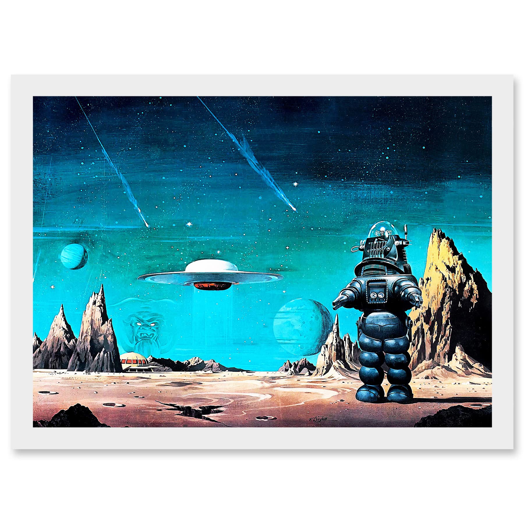 Artery8 Forbidden Planet Space Stars Sci Fi USA A4 Artwork Framed Wall Art Print