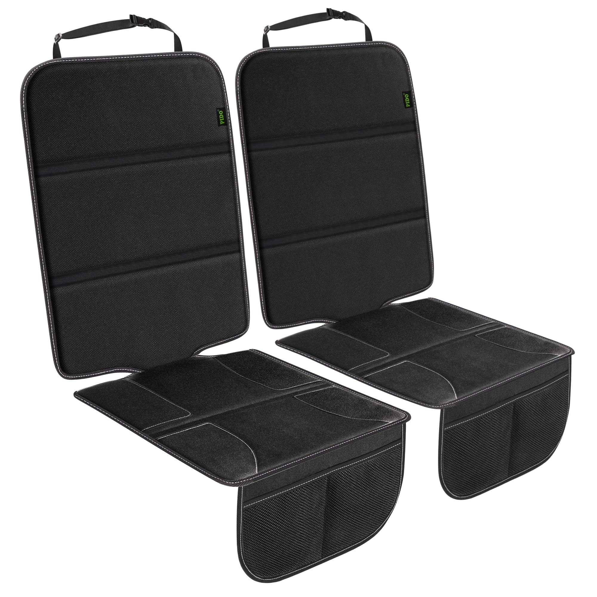 PIDO Car Seat Protector for Child Car Seat, 2 Pack Carseat Protector with Thick Padding and Storage Pockets, Waterproof Protection Cover Mat for