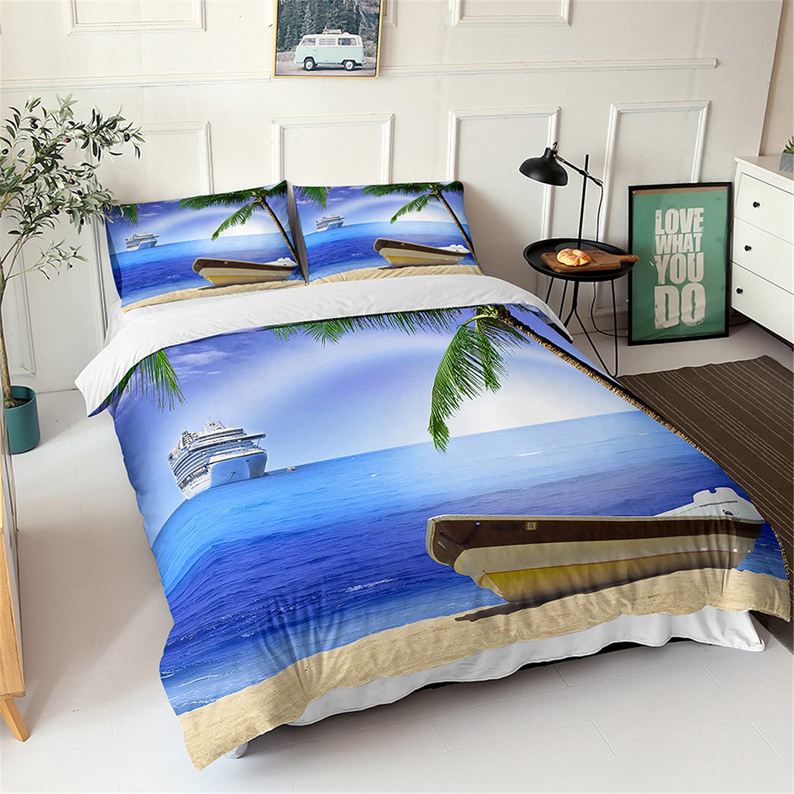 Parure de lit 200x200cm facile à repasser motif évasion pour grand lit