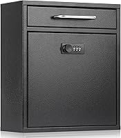 Vista 12 de xydled Buzón de pared con cerradura de combinación, buzones de correo de acero con cerradura de llave para exteriores, buzón de montaje en pared