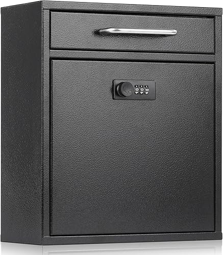 Miniatura 7 de xydled Buzones de pared con cerradura de combinación, buzón seguro colgante, buzón definitivo, perfecto para depósitos de pagos, llaves y cartas,