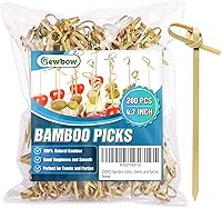 Vista 1 de 200 palillos de cóctel de bambú de 4.7 pulgadas, palillos de cóctel hechos a mano, palillos de cóctel de frutas para aperitivos, palillos de dientes