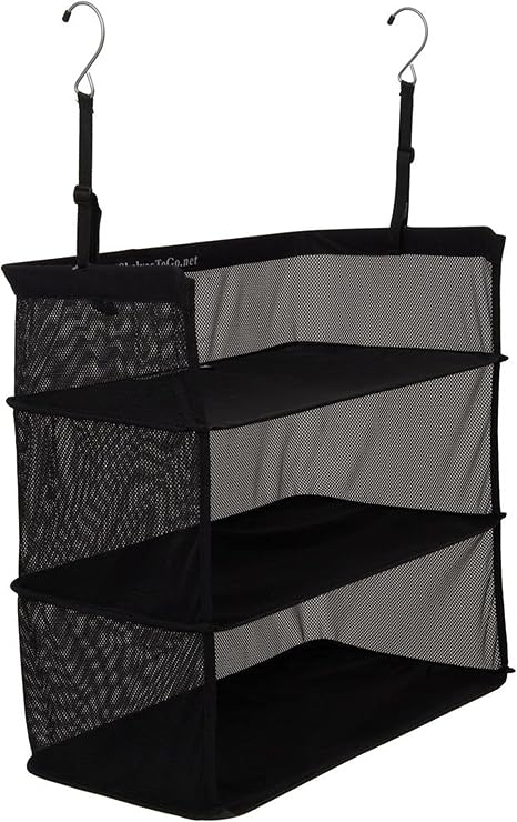 Amazon.com: Estantería de viaje extensible y portátil de lujo para colgar –  Malla impermeable – cabe fácilmente en el interior de tu maleta – Estante  para armario, color negro : Hogar y Cocina