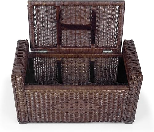 Miniatura 4 de Bruno - Organizador de mimbre hecho a mano con cojín de mimbre de 32 pulgadas, color marrón oscuro Marrón oscuro,Colonial,Natural,Blanco