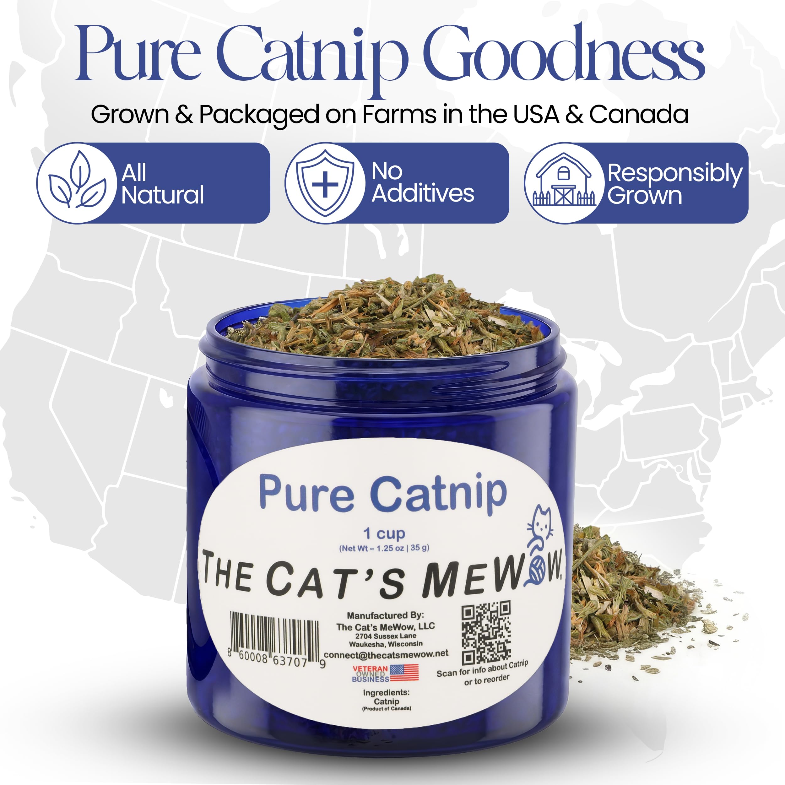 The Cat's MeWow Herbe à chat 100 % pure – Friandises naturelles et non addictives pour chats et chatons