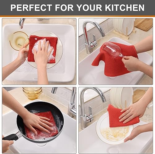 Miniatura 514 de Kitinjoy - Paños de cocina 100% algodón, paquete de 6 paños de cocina ultra suaves y absorbentes para secar platos, toallas de cocina de secado