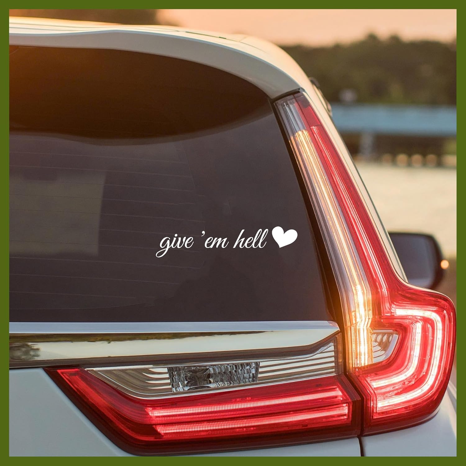 Give 'em Hell Heart Decal, Humor Sarcastic Car Window Decals, 6 Inches UV DTF Tranfer Car Stickers, Weatherproof Car Truck Window Bumper Sticker, Funny Car Stickers and Decals for Boy Girl Adult - Image 2