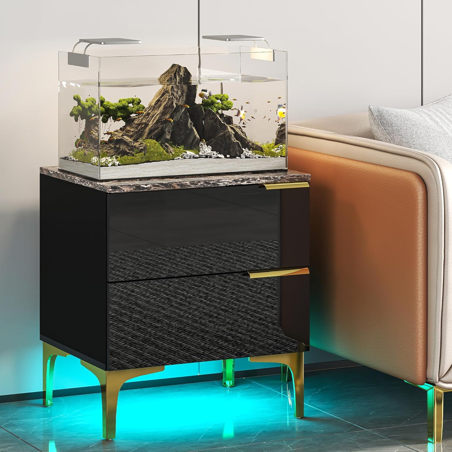 Bajinca Fish Tank Stand, Black Aquarium Stand, Smart