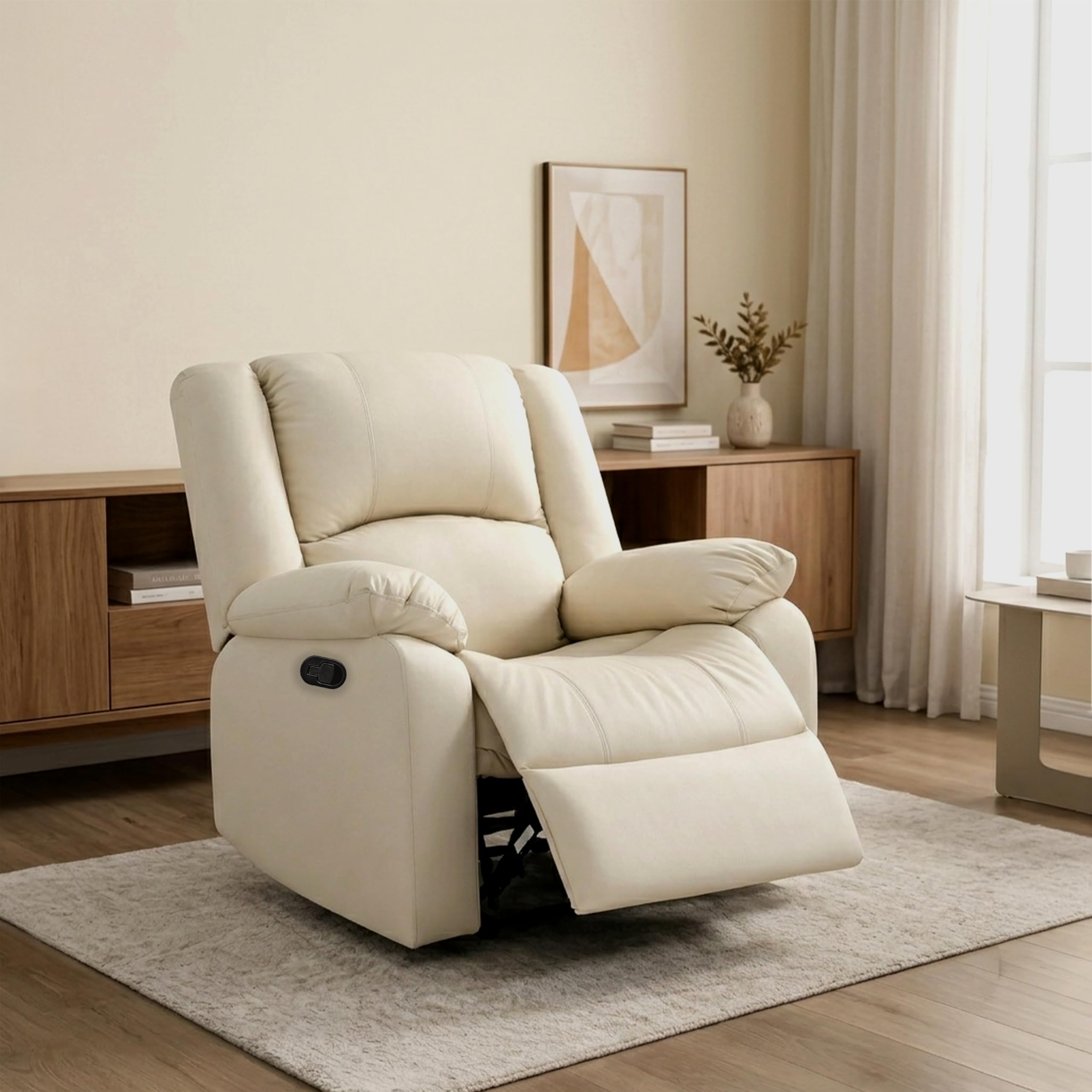 Seventh Heaven Phoenix Recliner Chair | Premium Relaxing Sofa Seat, Elegant Lounger for Home Comfort, Modern Furniture with Supportive Design (Leatherette, Stylish Beige)-image-11