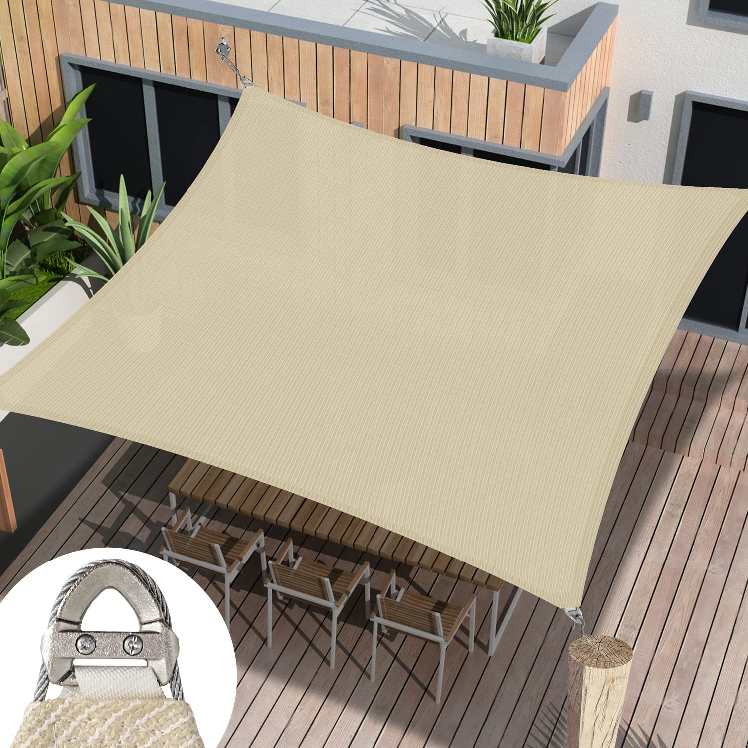 FLORALEAF 5'x23' Sun Shade Sail Rectangular Heavy Duty UV Block Canopy Awning for Patio Backyard Lawn Garden Outdoor Activities