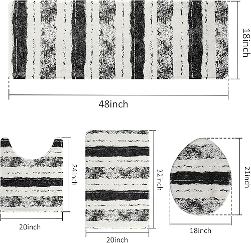Miniatura 3 de Home Queen Juego de alfombras de baño de 4 piezas con cubierta antideslizante para tapa de inodoro, tapetes de baño antideslizantes y absorbentes