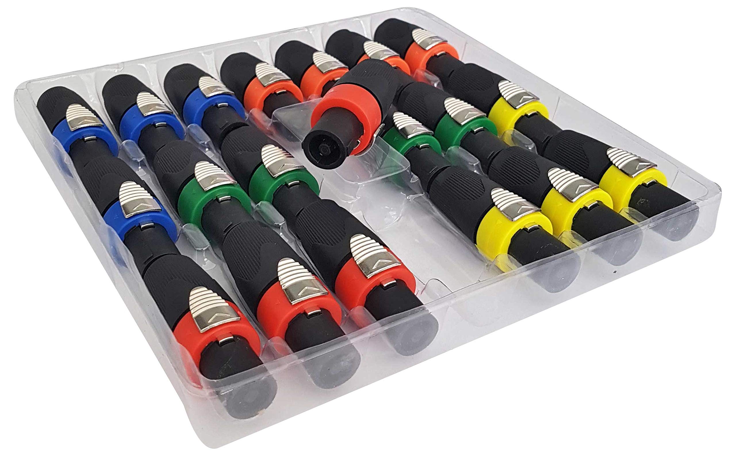 Set 20 Connettori Speakon 4 Poli Maschio Colorati per Casse e Mixer Audio