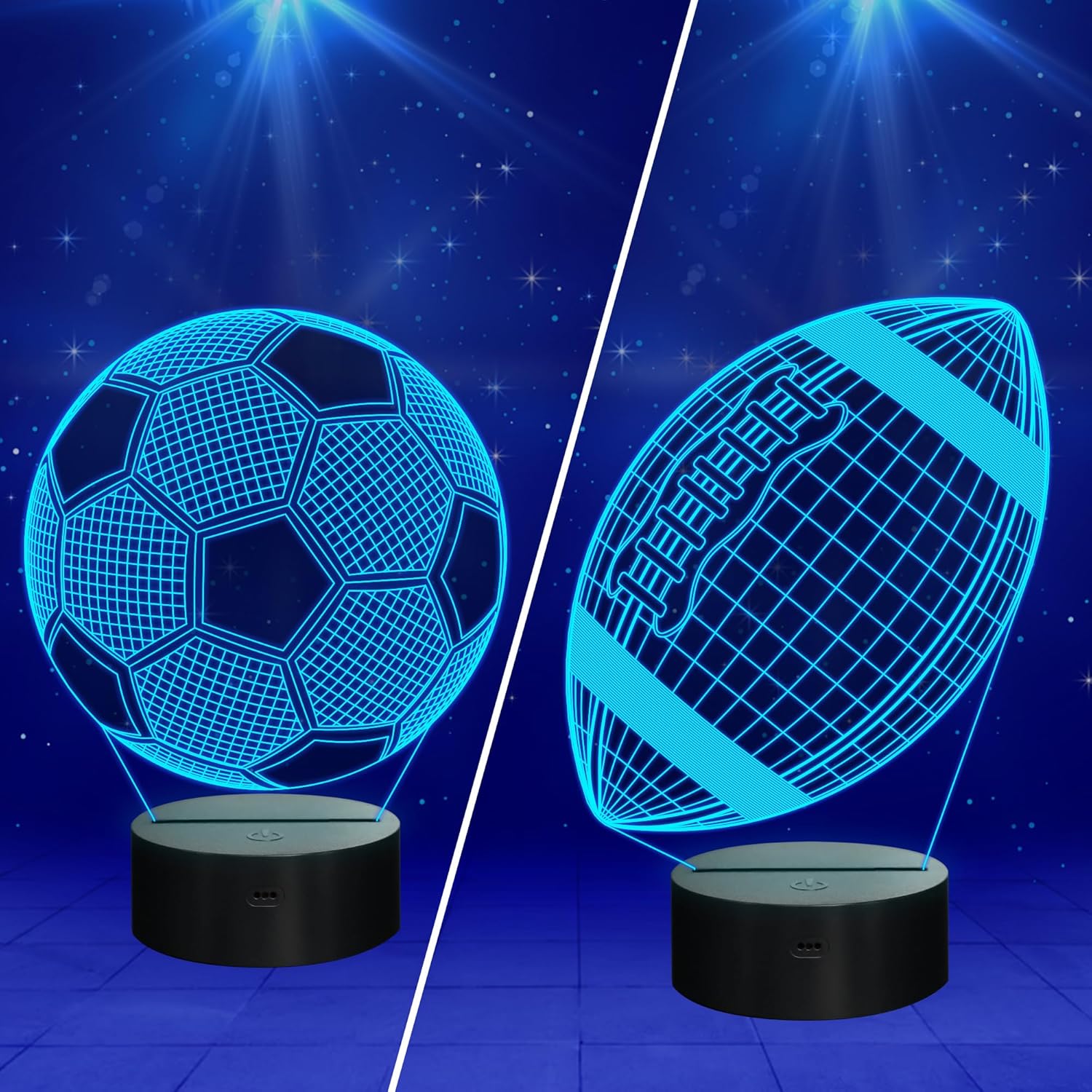 FULLOSUN Kids Night Light for Boys Girls, Soccer 3D Optical Illusion Lamp & Football 3D Night Light Sport Fan Room Decoration Boy Kids Room Idea