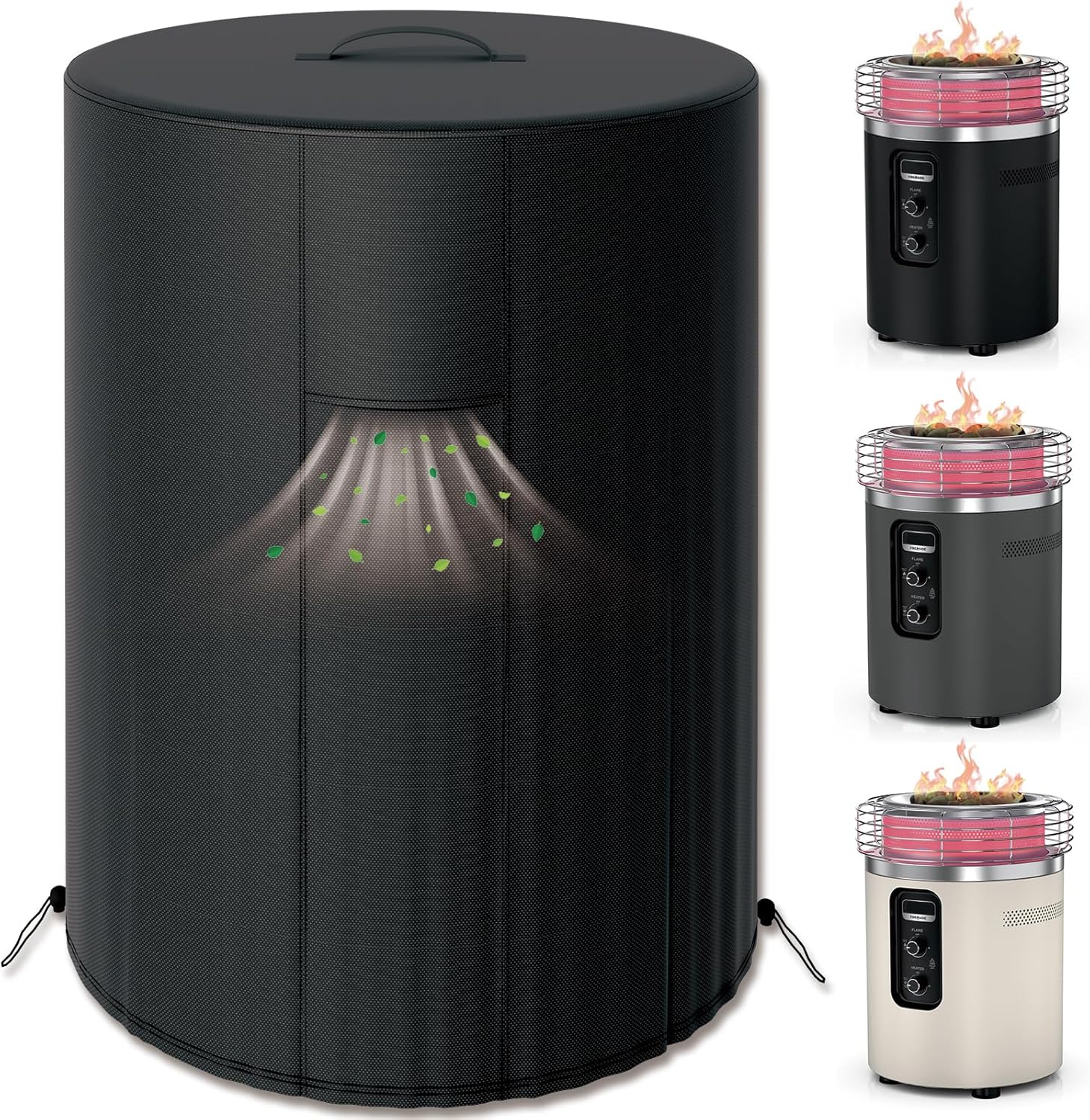 23.6”D x 29.1”H Fire Pit Cover for Ninja Fireside 360, Heavy Duty 600D Oxford Waterproof, UV & Tear Resistant, Vent, Handle, Adjustable Drawcord