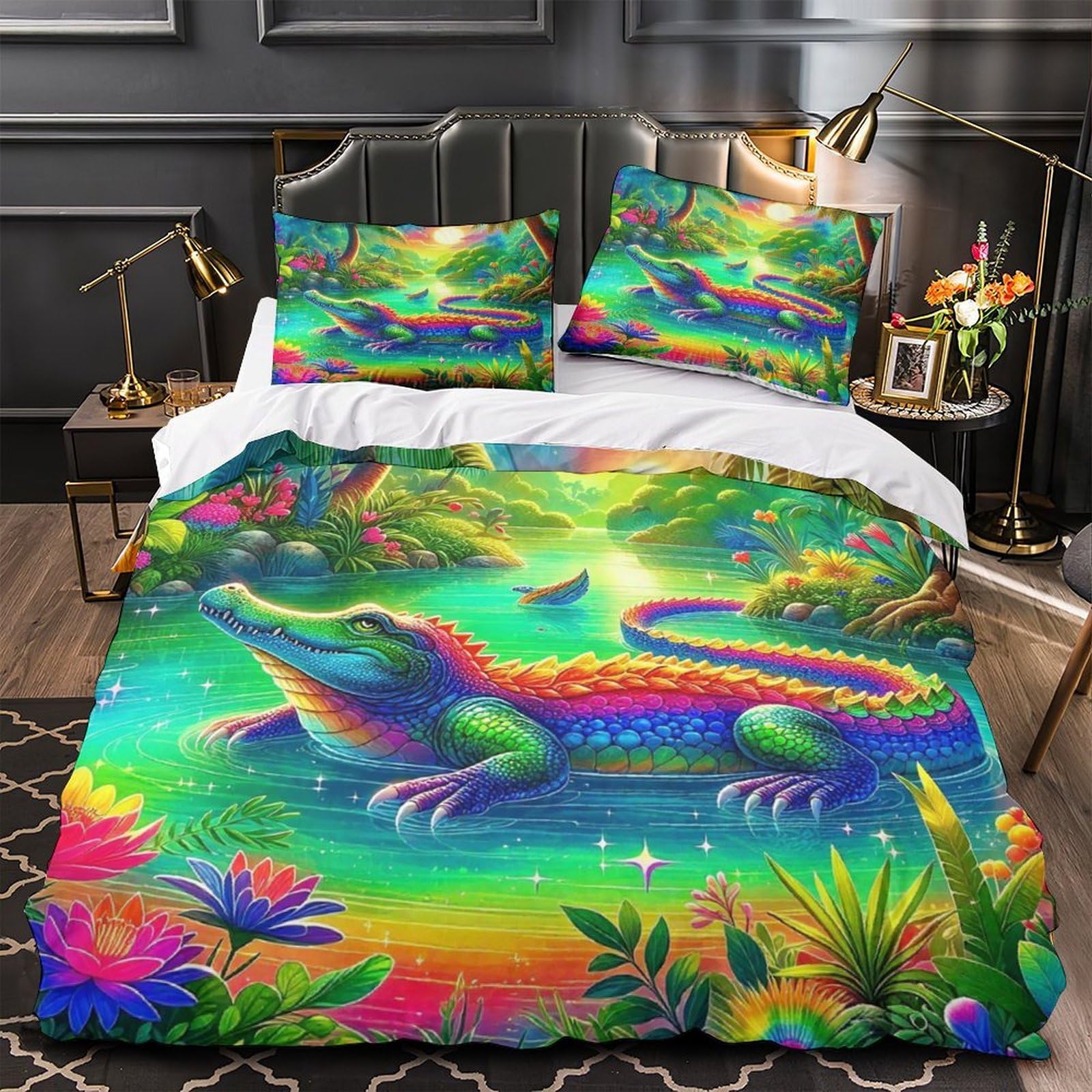Parure de lit crocodile 3D pour transformer la chambre des garçons et filles en jungle