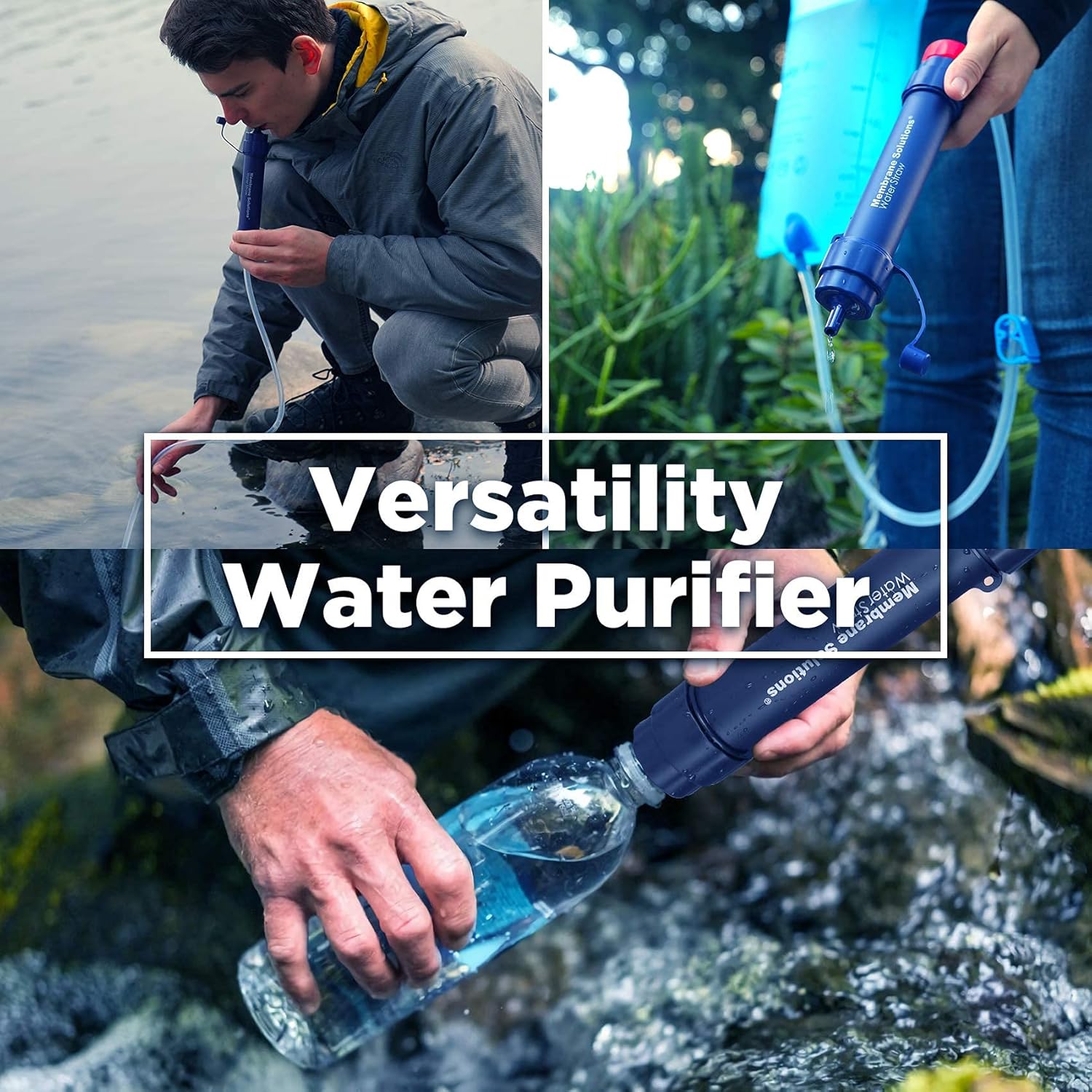 WS02 Personal Water Filter Straw, 0.1 Micron 4-Stage Water Purifier Survival Gear, 3,000L Portable Water Filtration System, Removable Water Filter Hiking Camping Emergency Preparedness, 1 Pack : Sports & Outdoors