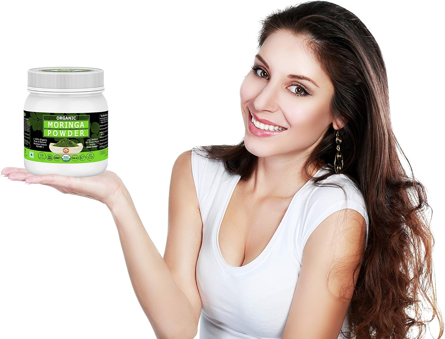 Moringa Leaves Powder- 16 Oz, USDA Certified I 100% Pure & Natural, Have Excellent Source of Many Vitamins and Mineral I RAW, Greenish Like Leaves, NO Preservative, Non GMO