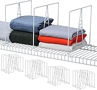 Ziroland Wire Shelf Dividers for 12" Deep Wire Shelves - Tool-Free Closet Organizers, 12" Tall White Metal, 8 Pack