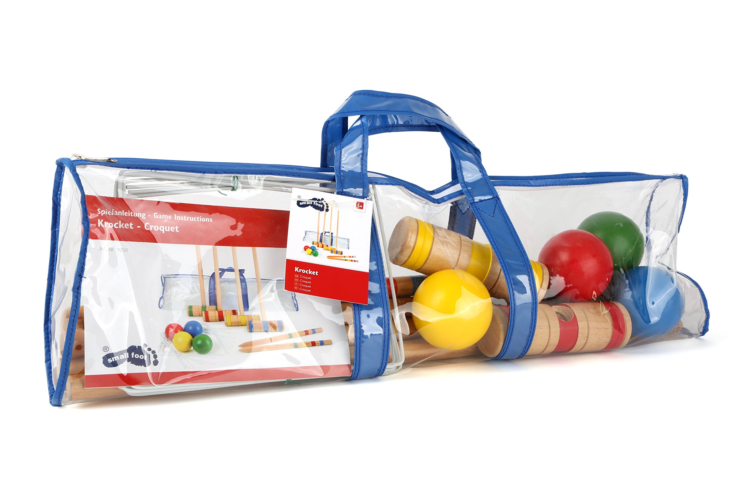Small Foot 1050 set de croquet en bois, jouet d'extérieur avec accessoires, 19 pièces, à partir de 5 ans