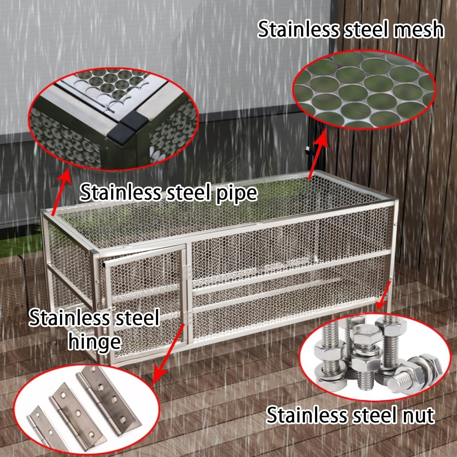 Ponederos para Gallinas, Corral para Gallinas de Corral en Acero Inoxidable, Malla de Alta Densidad Anti-Intrusión contra Comadrejas, Serpientes y Ratones, para Jardín y Granja(100cmx66cm/39.3x