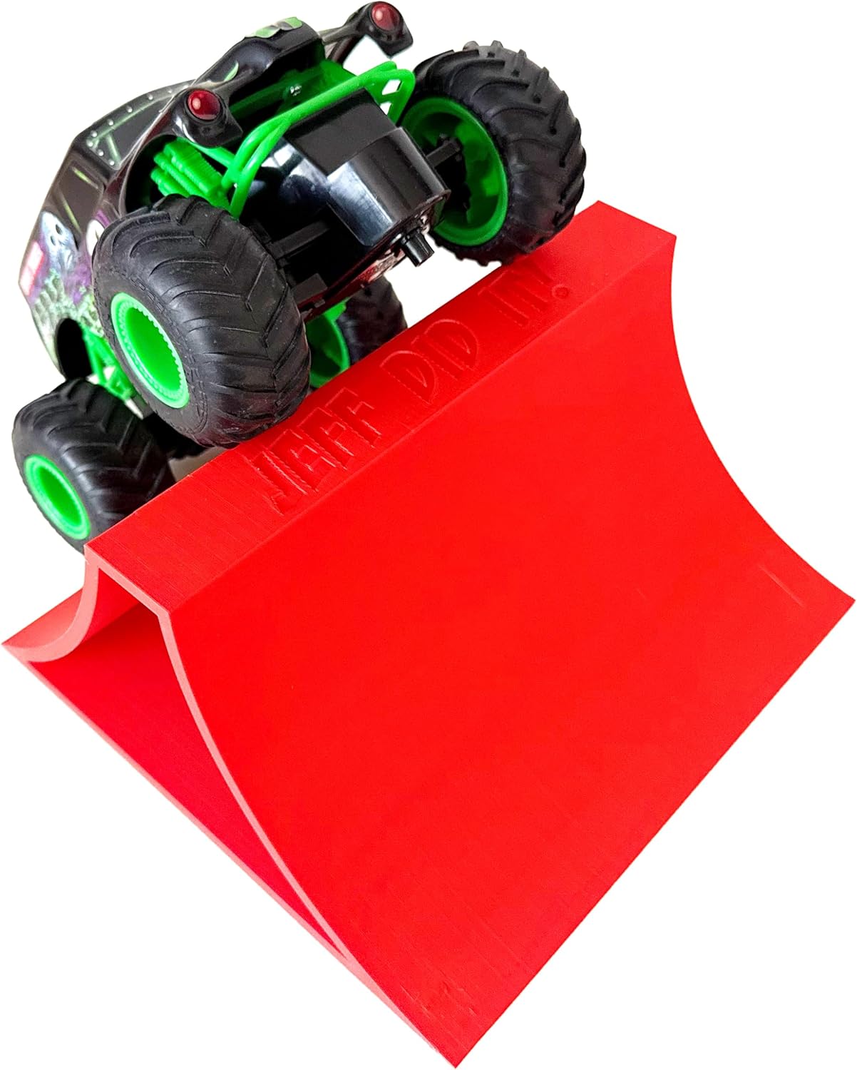 Jeff Did It! 1/24th Monster Truck Stunt Ramp A - Works as Display Stand - Includes Anti Slip Rubber Feet - Catch Big Air! - FREE SHIPPING (Red)
