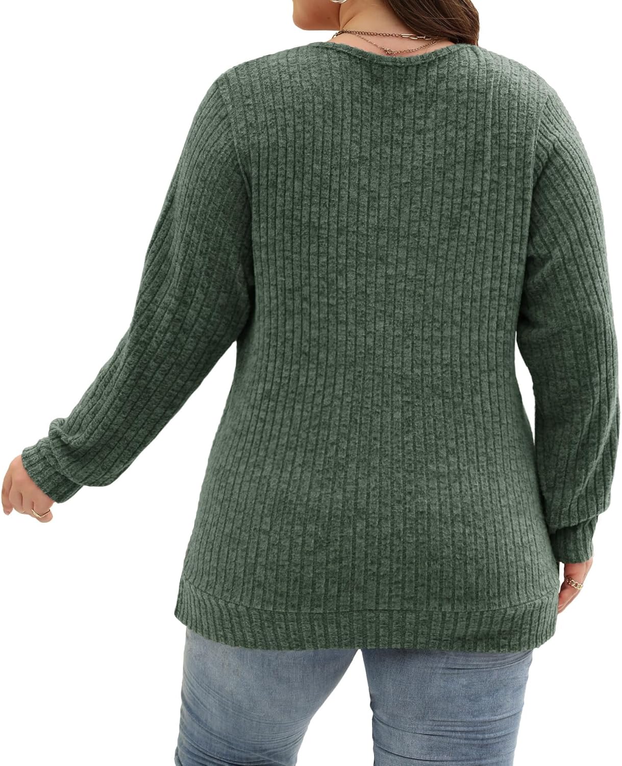 Gloria&Sarah Women's Casual Long Sleeve V Neck Lightweight Knitted Sweaters Loose Fit Plus Size Tunic Tops L-4XL - Image 5