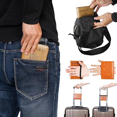 Miniatura 6 de Funda para pasaporte con bloqueo RFID de piel, organizador de documentos de viaje), 43237-2