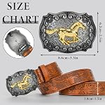 Western PU-Leather Cowboy Ceinture de boucle et femme Jeans gravés Floral Longhorn Ceintre de boucle de taureau (25-38" taille) pour homme