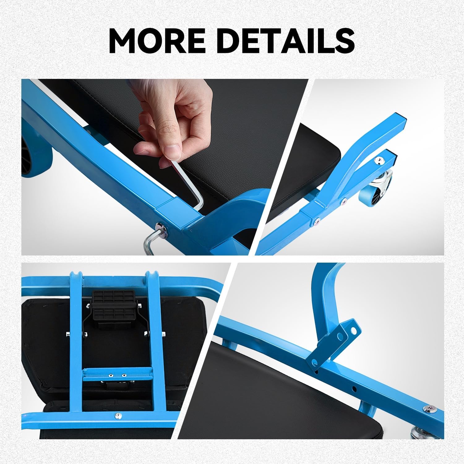 Auto Dynasty Universal 42" L X 18" W Blue for Under Car Repair Vehicle SUV Truck Pickup Adjustable Creeper with Padded Headrest + Casters