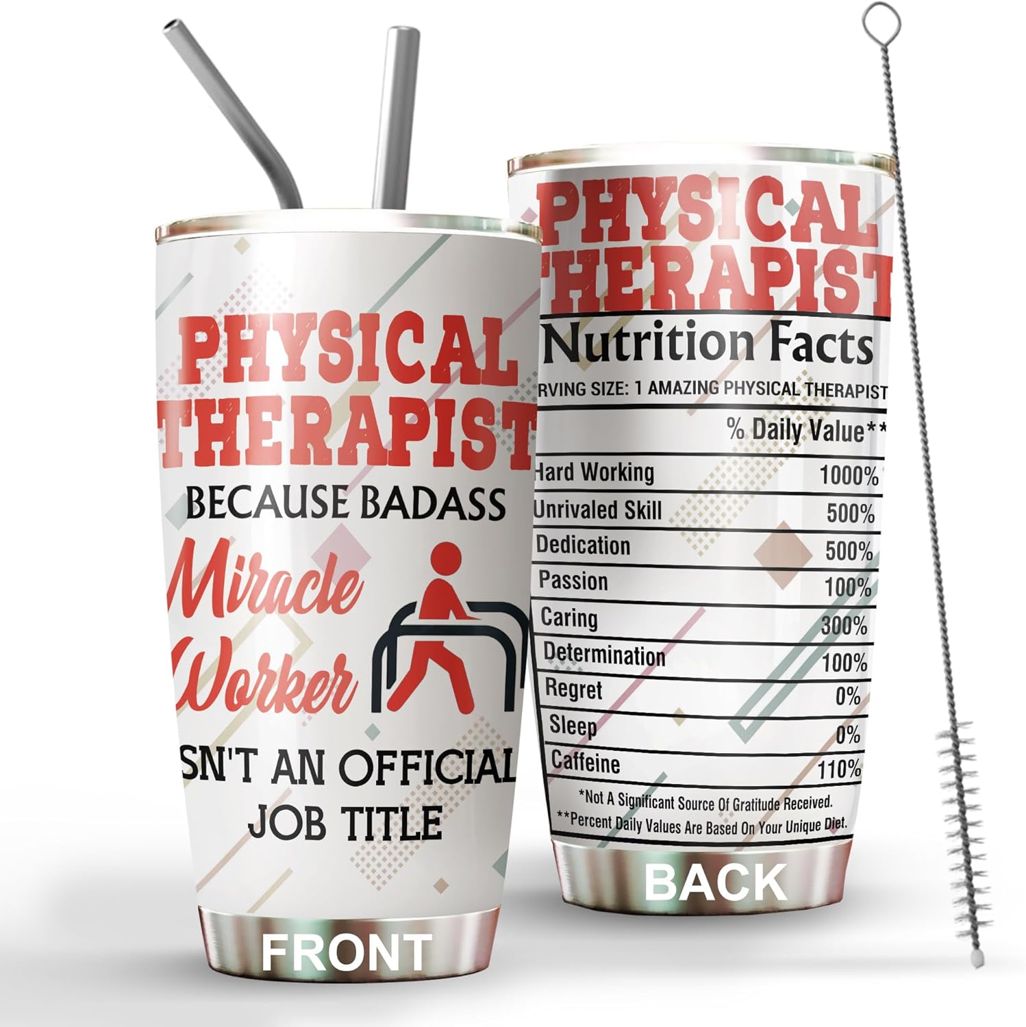 Stainless Steel Tumbler, 20oz, Funny Physical Therapist Gifts for Women Men, Eco-Friendly Reusable Coffee Cup