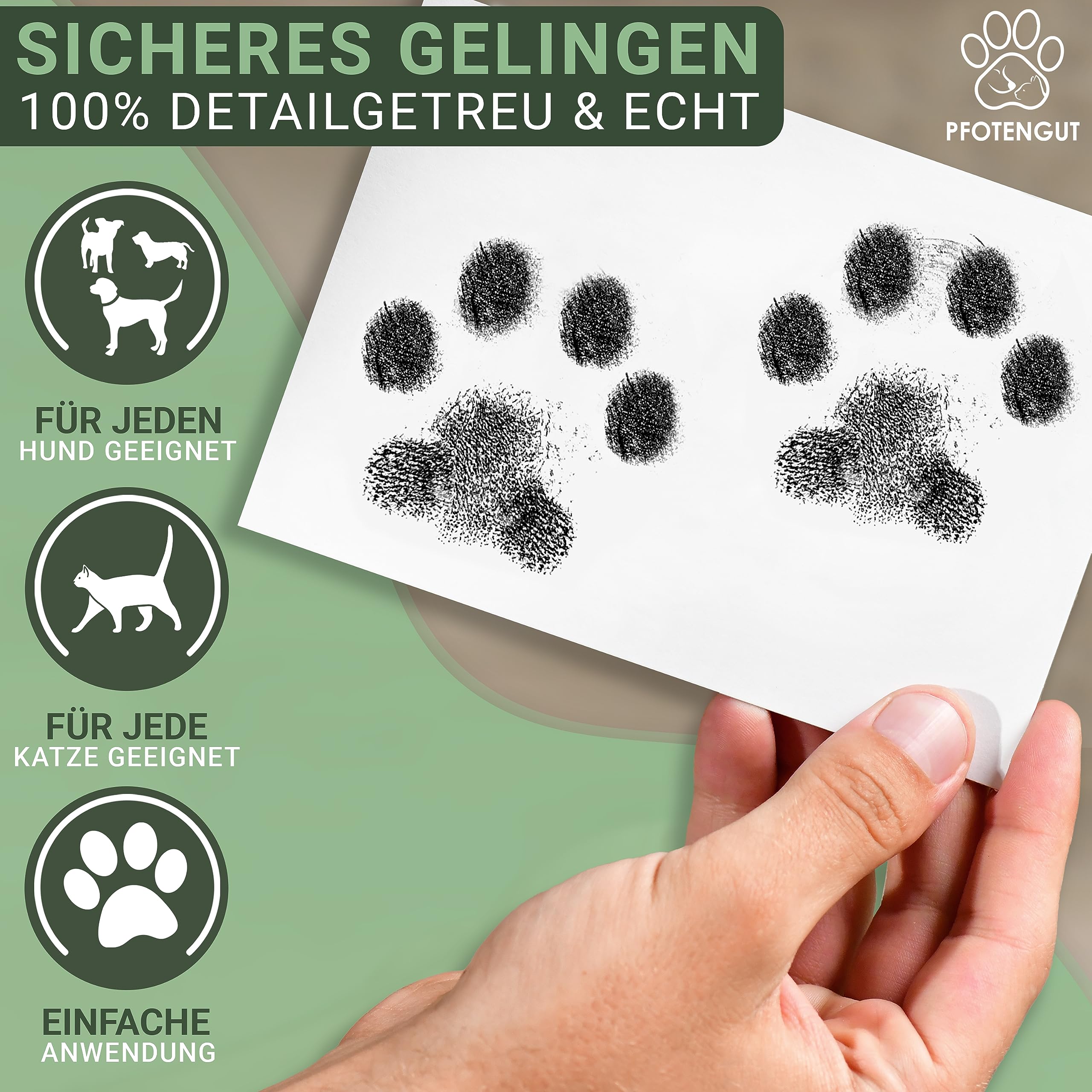 XXL Pfotenabdruck Set inkl. 3 Stempelkissen und 6 Druckkarten - Hochwertiges Pfotenabdruck Set für Hund & Katze - Hundepfoten Abdruck als Geschenk und Erinnerung