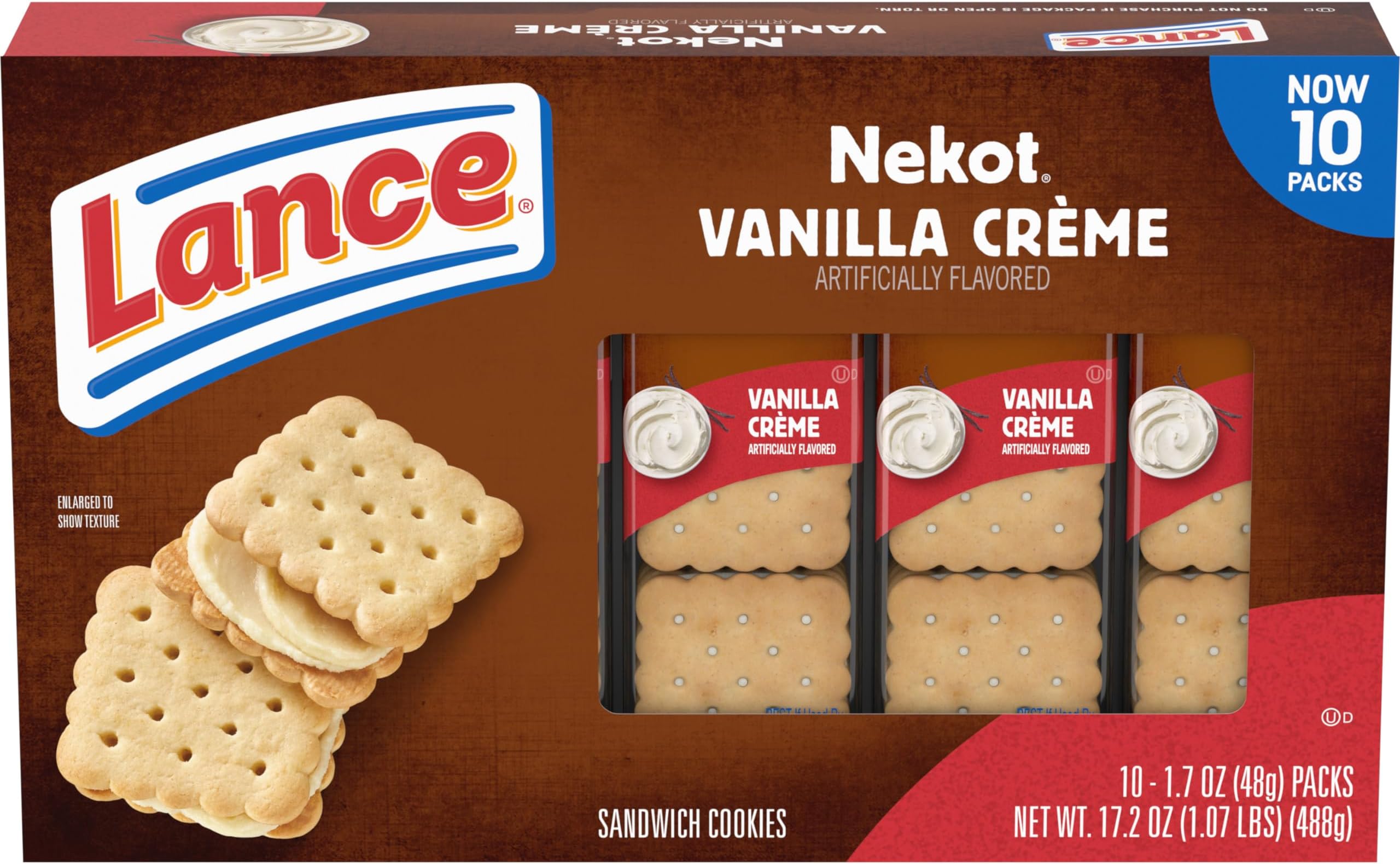 Lance Sandwich Cookies, Nekot Vanilla Creme, 10