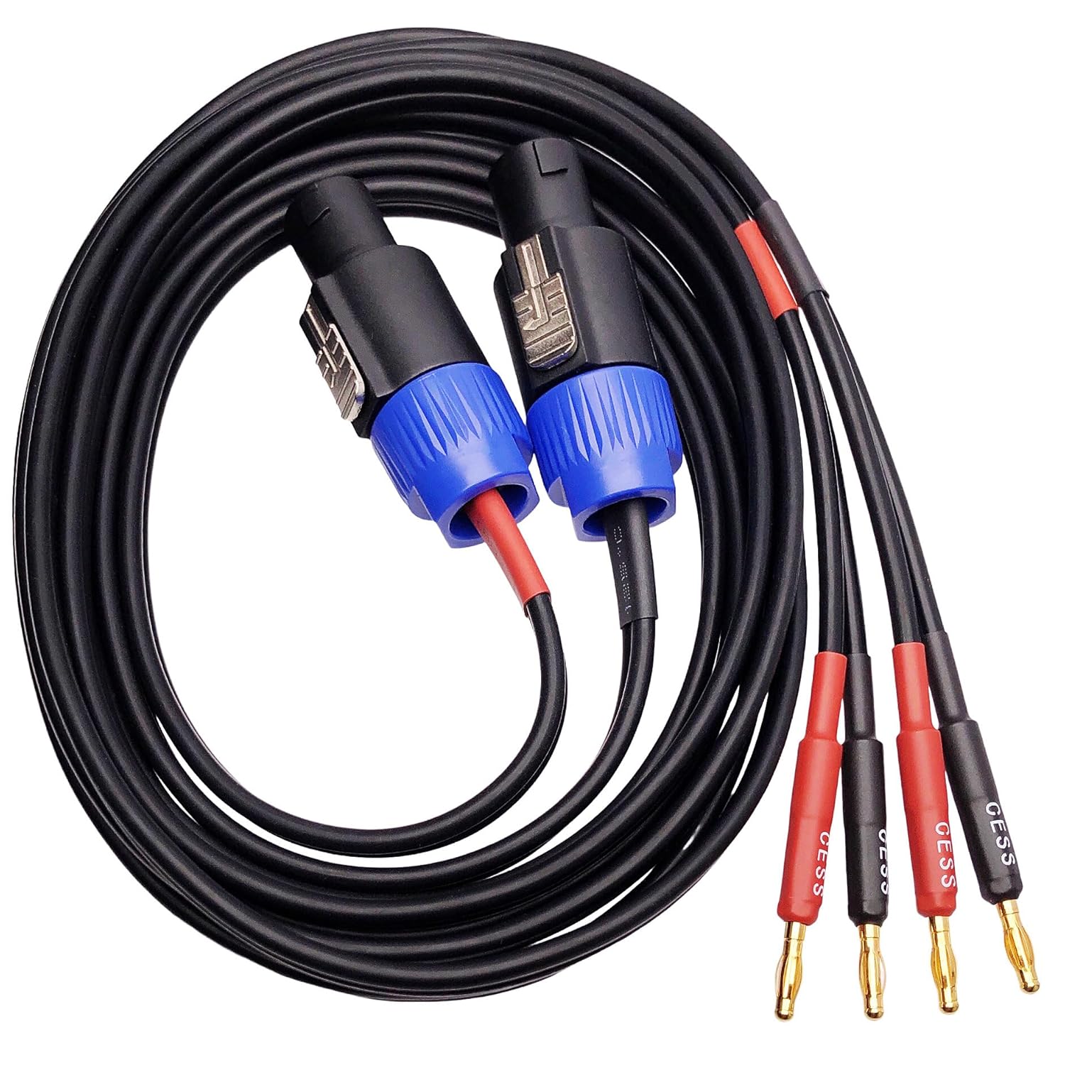 CNCESS CESS-274-6f Super Soft Silicone 12 Gauge Wires, 4mm Banana Plug to Male Speakon Plug Speaker Cable, 680-Strand Tinned Copper, Durable High-Fidelity Audio Cable for Speaker & Amplifier (6 Feet)