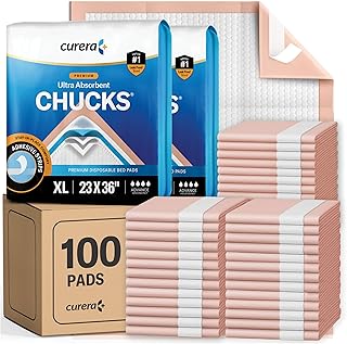 Chucks Premium Disposable Underpads 23”x36” [100-Count] Ultra Absorbent Chux Incontinence Bed Pads Disposable Adult with Adhesive Tape, Pee Pads Pet Training Pads X-Large 23x36 Bulk Pack