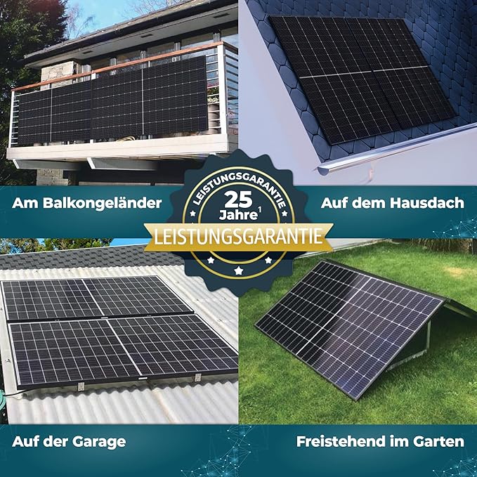 Balkonkraftwerk 1000 W Bifazial Glas/Glas