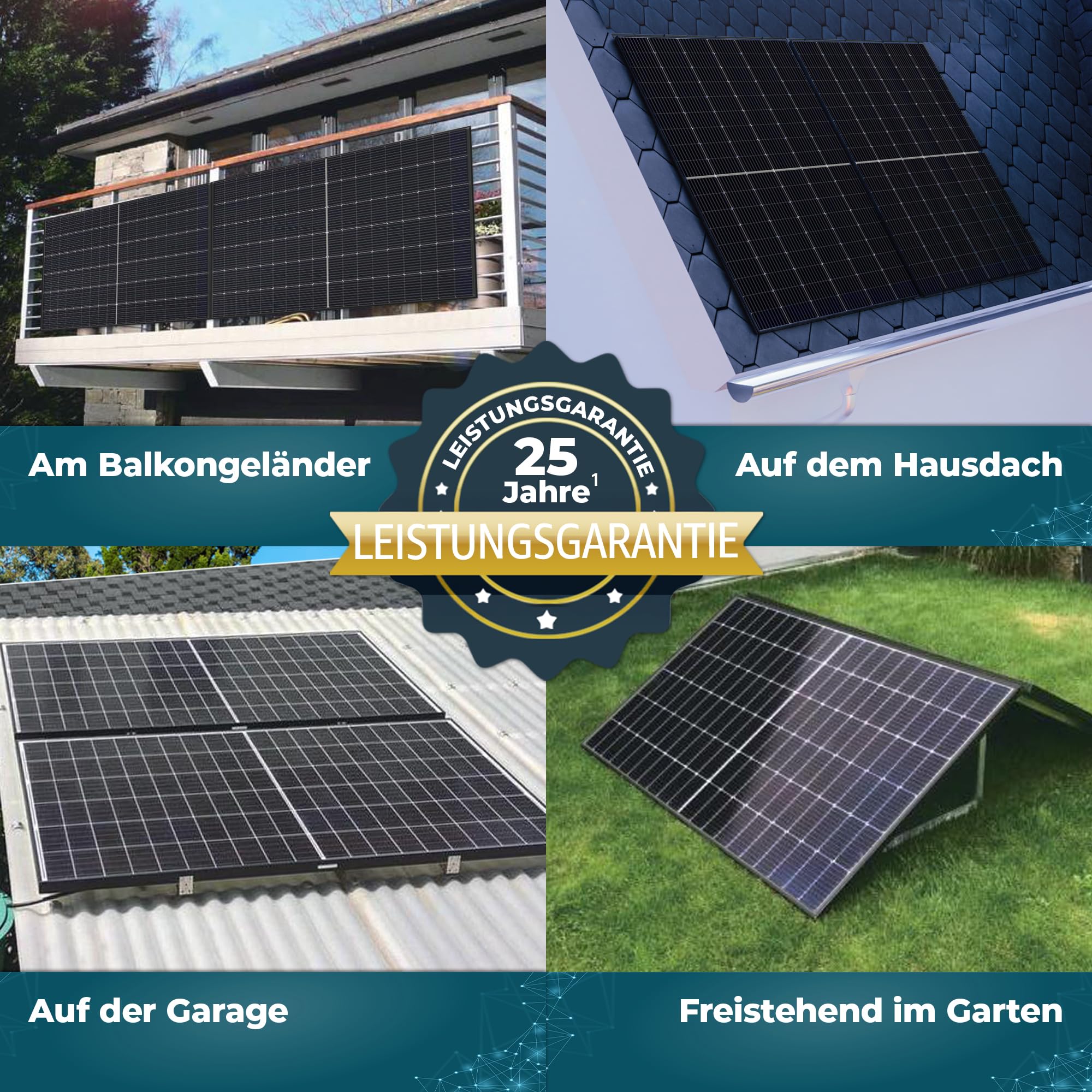 Balkonkraftwerk 1000 W Bifazial Glas/Glas Solaranlage Steckerfertig mit 800 Watt Wechselrichter WiFi Smarte Mini-PV Photovoltaik Anlage genehmigungsfrei Komplettset, schwarz (1000/800W)