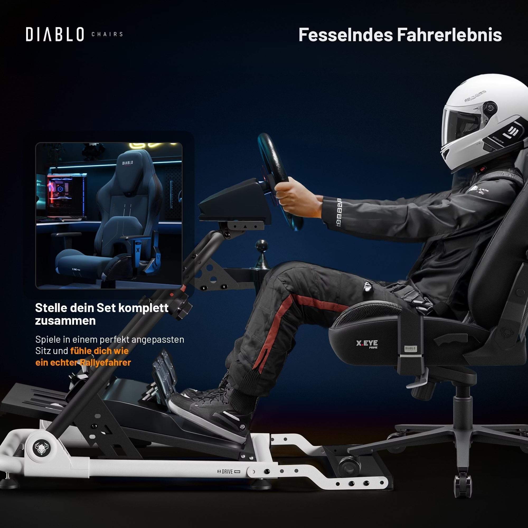 Diablo X-Drive Mini Lenkradständer Für Rennsimulation Kompatibel Mit Den Meisten Modellen Höhen- Und Neigungsverstellbar Schalthebelhalter Klappbar Weiß Kompakt [Not Machine Specific]