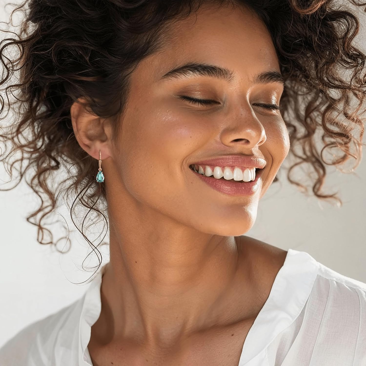 14K Gold Plated Gemstone Teardrop Earrings for Women – Birthstone Jewelry – Dainty Leverback Earrings in Gold Over 925 Sterling Silver – Elegant Gift for Women - Image 2