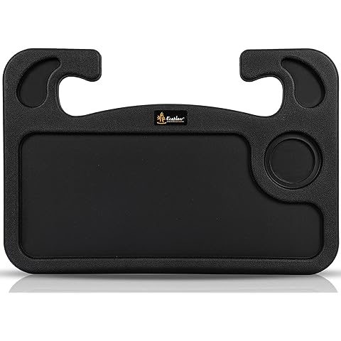 EcoNour 2 in 1 Car Steering Wheel Desk | Tray for Laptop Car Mount with Pen Holder | Desk Console for Car | Food Tray for Eating with Drinks Holder | Multipurpose Travel Car Accessories