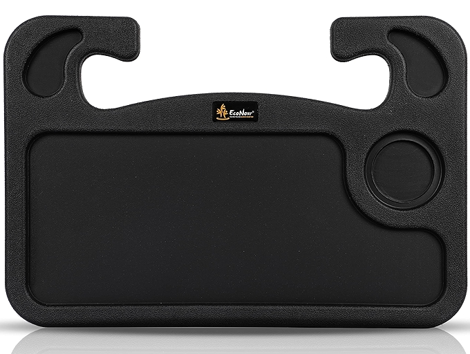 EcoNour 2合1汽车方向盘桌 | 汽车食品托盘及笔筒