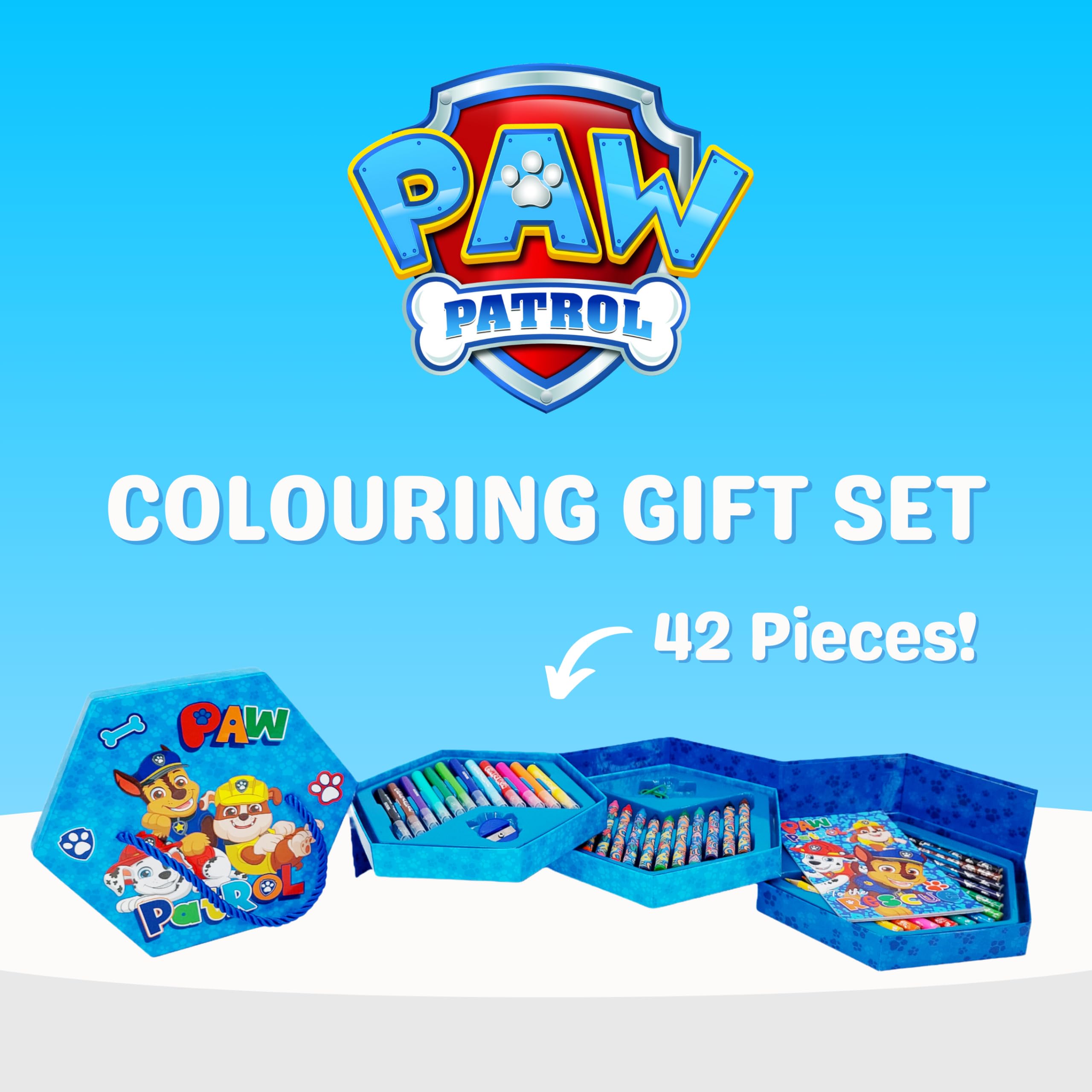 Paw Patrol Ensemble de Papeterie, Crayons de Couleur, Marqueurs, Cahier, Mallette Scolaire Enfants